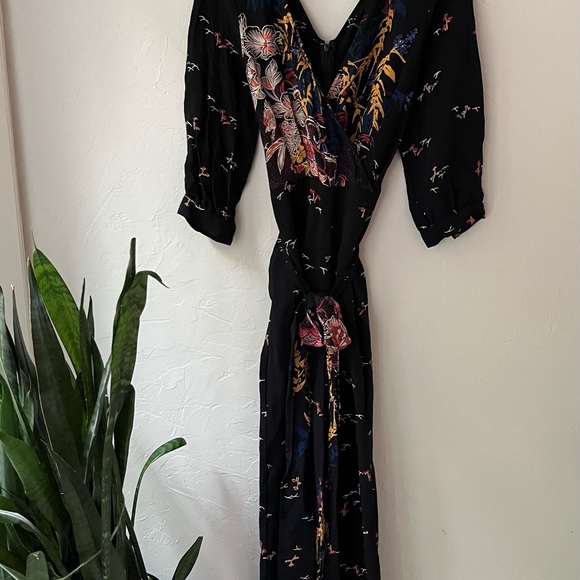 ANTHROPOLOGIE FEATHERBONE NARA BLACK FLORAL JUMPSUIT 8 - Picture 4 of 8